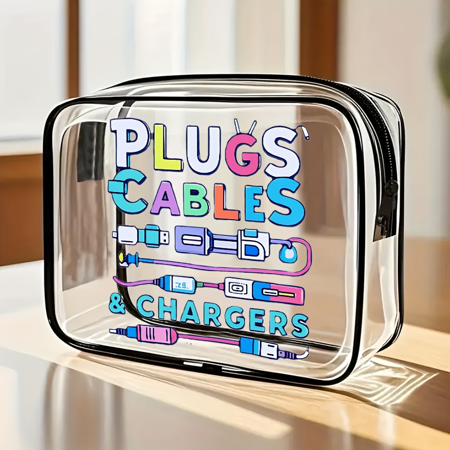 Tech Accessories Travel Organizer Pouch - 1 Stück Große Transparente Kabelorganizer-Tasche, 