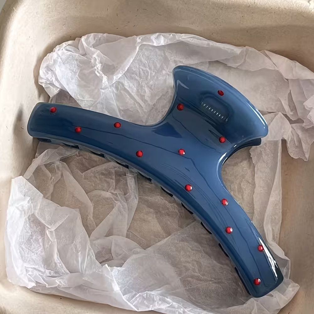 Hi Tech Accessories - 2 blaue, tropfenförmige Haarspangen mit rotem